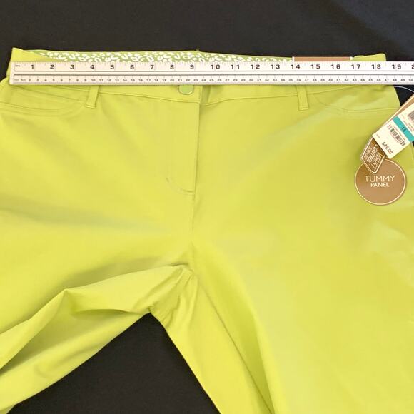 J M Collection Womens Pants Size 16 Lime Green Tummy Control Slim Leg Stretch - Picture 8 of 13